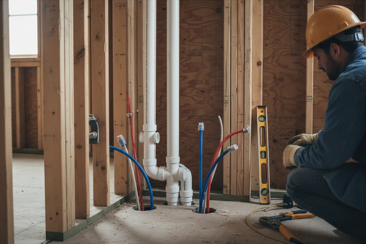 Drain and supply rough-in during Drain Cleaning in Williamstown